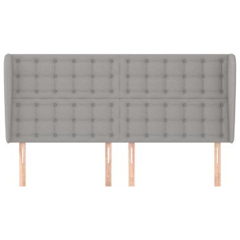 Kopfteil mit Ohren Hellgrau 163x23x118/128 cm Stoff