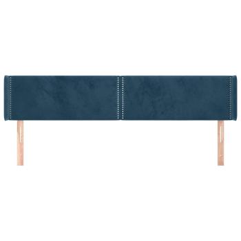 Kopfteil mit Ohren Dunkelblau 203x16x78/88 cm Samt