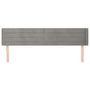 Kopfteil mit Ohren Hellgrau 203x16x78/88 cm Samt