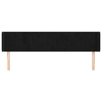 Kopfteil mit Ohren Schwarz 183x16x78/88 cm Samt