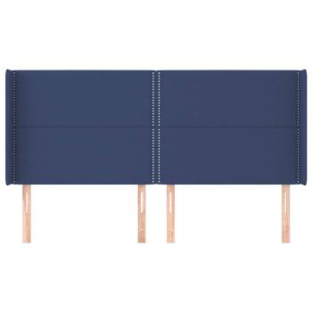 Kopfteil mit Ohren Blau 203x16x118/128 cm Stoff