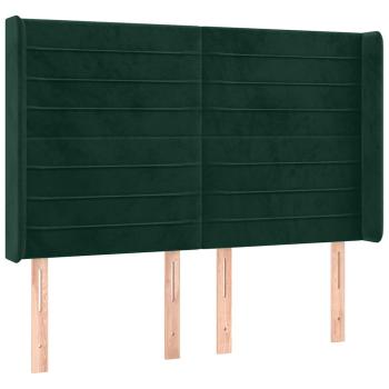 Kopfteil mit Ohren Dunkelgrün 147x16x118/128 cm Samt
