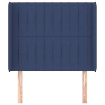 Kopfteil mit Ohren Blau 103x16x118/128 cm Stoff