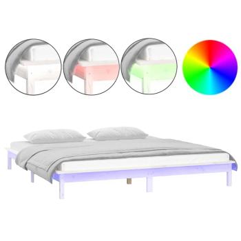 Massivholzbett mit LEDs Weiß 180x200 cm