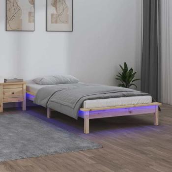 ARDEBO.de - Massivholzbett mit LEDs 90x190 cm