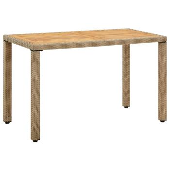 ARDEBO.de - Gartentisch Beige 123x60x74 cm Poly Rattan & Massivholz Akazie
