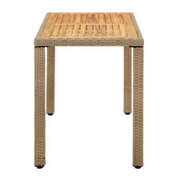 Gartentisch Beige 123x60x74 cm Poly Rattan & Massivholz Akazie