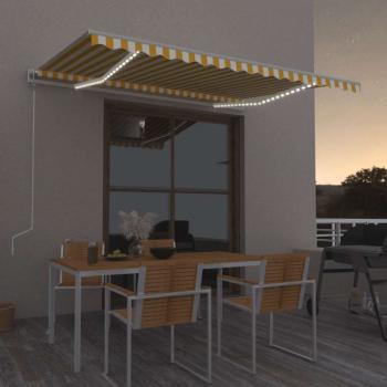 ARDEBO.de - Automatische Markise mit LED Windsensor 400x300 cm Gelb/Weiß