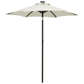 ARDEBO.de - Sonnenschirm mit LED-Beleuchtung Sandweiß 200x211 cm Alu
