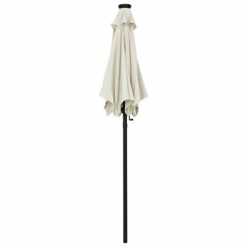 Sonnenschirm mit LED-Beleuchtung Sandweiß 200x211 cm Alu