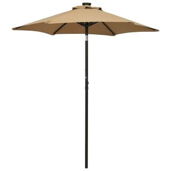 ARDEBO.de - Sonnenschirm mit LED-Beleuchtung Taupe 200x211 cm Alu
