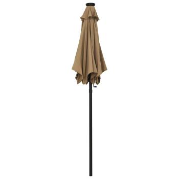 Sonnenschirm mit LED-Beleuchtung Taupe 200x211 cm Alu