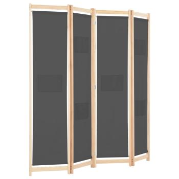 4-teiliger Raumteiler Grau 160 x 170 x 4 cm Stoff