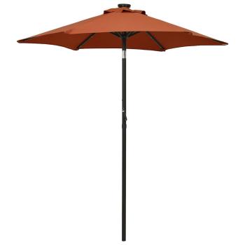 ARDEBO.de - Sonnenschirm mit LED-Beleuchtung Terrakotta 200x211 cm Alu