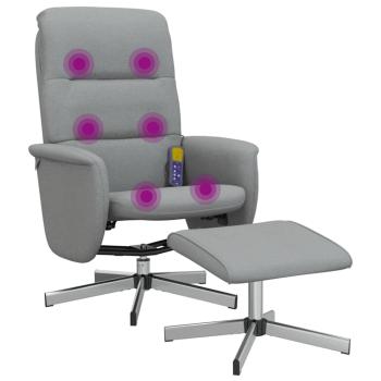 Massagesessel mit Fußhocker Hellgrau Stoff