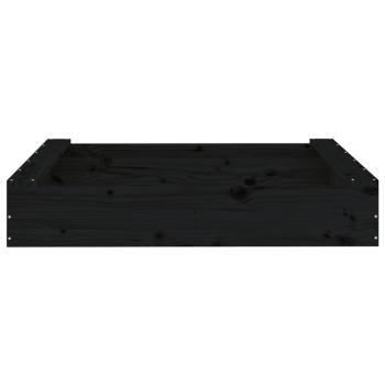 Sandkasten mit Sitzen Schwarz Quadratisch Massivholz Kiefer