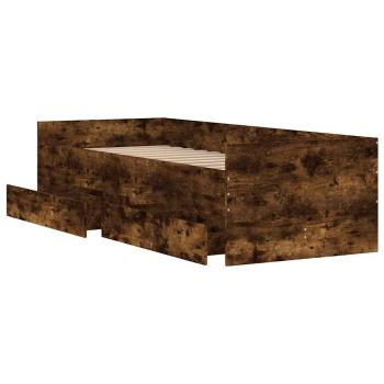 Bettgestell mit Schubladen Räuchereiche 100x200 cm
