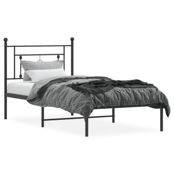 Bettgestell mit Kopfteil Metall Schwarz 90x190 cm
