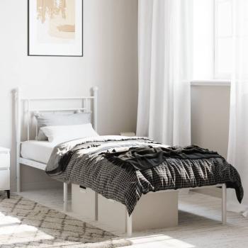 ARDEBO.de - Metallbett ohne Matratze mit Kopfteil Weiß 75x190 cm