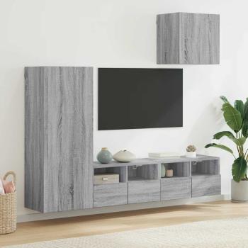 ARDEBO.de - 4-tlg. Wohnwand Grau Sonoma Holzwerkstoff
