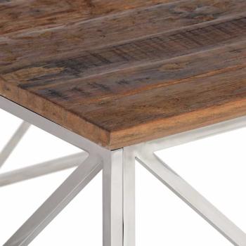 Couchtisch Silbern Edelstahl und Massivholz