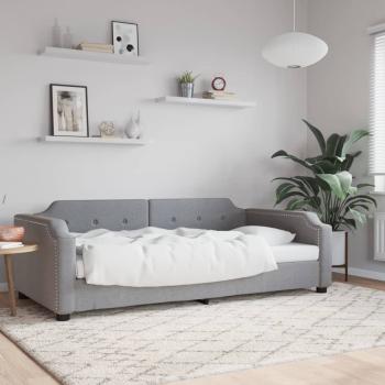 ARDEBO.de - Tagesbett Hellgrau 100x190 cm Stoff