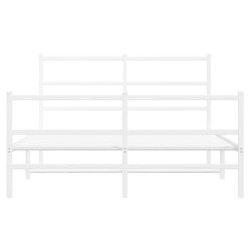 Bettgestell mit Kopf- und Fußteil Metall Weiß 135x190 cm