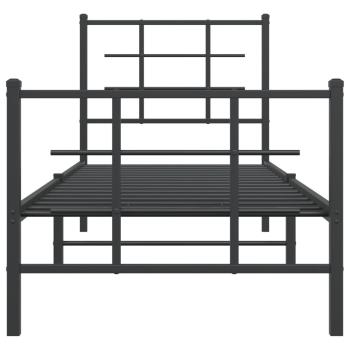 Bettgestell mit Kopf- und Fußteil Metall Schwarz 75x190 cm