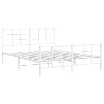 Bettgestell mit Kopf- und Fußteil Metall Weiß 150x200 cm
