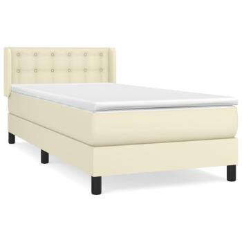 Boxspringbett mit Matratze Creme 90x190 cm Kunstleder