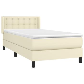 Boxspringbett mit Matratze Creme 90x190 cm Kunstleder