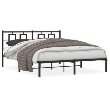 Bettgestell mit Kopfteil Metall Schwarz 150x200 cm