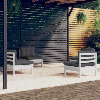 ARDEBO.de - 4-tlg. Garten-Lounge-Set mit Anthrazit Kissen Kiefernholz