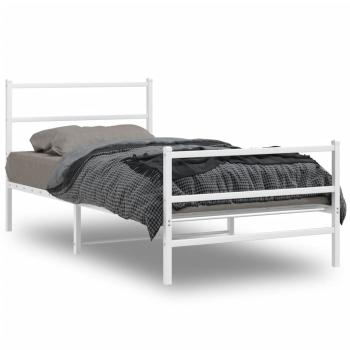 Bettgestell mit Kopf- und Fußteil Metall Weiß 100x200 cm