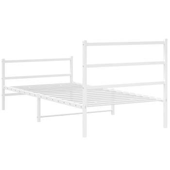 Bettgestell mit Kopf- und Fußteil Metall Weiß 100x200 cm