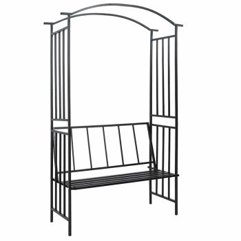 ARDEBO.de - Rosenbogen mit Bank Schwarz 128x50x207 cm Eisen