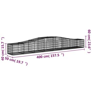 Gabionen mit Hochbogen 3 Stk. 400x50x40/60cm Verzinktes Eisen