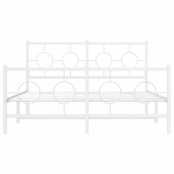 Bettgestell mit Kopf- und Fußteil Metall Weiß 135x190 cm