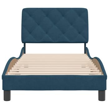 Bettgestell ohne Matratze Blau 90x200 cm Samt