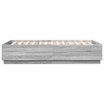 Bettgestell mit LED Grau Sonoma 150x200 cm Holzwerkstoff