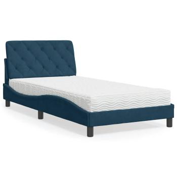 Bett mit Matratze Blau 100x200 cm Samt