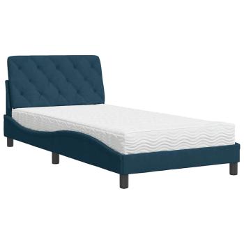 Bett mit Matratze Blau 100x200 cm Samt