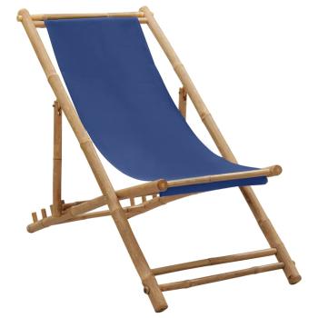 ARDEBO.de - Liegestuhl Bambus und Canvas Marineblau