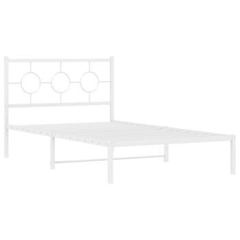 Bettgestell mit Kopfteil Metall Weiß 107x203 cm