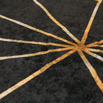 Teppich Waschbar Schwarz und Golden Ø 120 cm