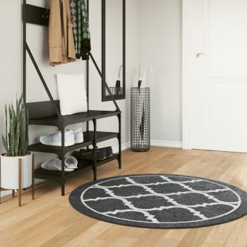 ARDEBO.de - Teppich Waschbar Schwarz und Weiß Ø 120 cm