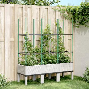 ARDEBO.de - Pflanzkübel mit Rankgitter Weiß 120x40x142,5 cm PP