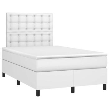 Boxspringbett mit Matratze Weiß 120x190 cm Kunstleder