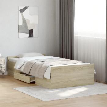 ARDEBO.de - Bettgestell mit Schubladen Sonoma-Eiche 90x200cm Holzwerkstoff