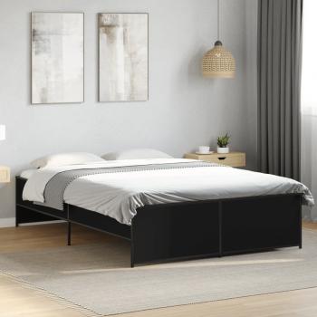 ARDEBO.de - Bettgestell Schwarz 140x190 cm Holzwerkstoff und Metall
